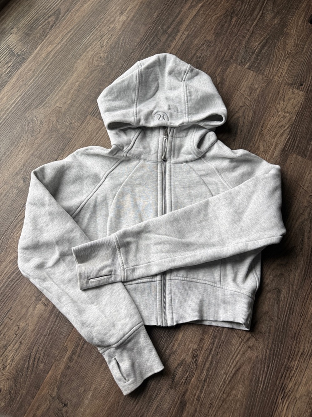 lululemon Light Gray Cropped Scuba Full Zip